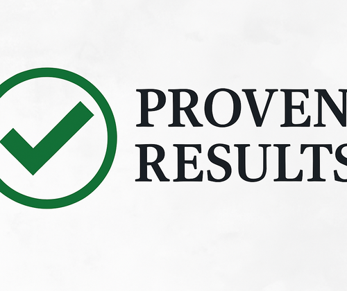 Green check mark with the words “Proven Results,” symbolizing the effectiveness of scar camouflage tattooing at Illusions by Ink Studio.